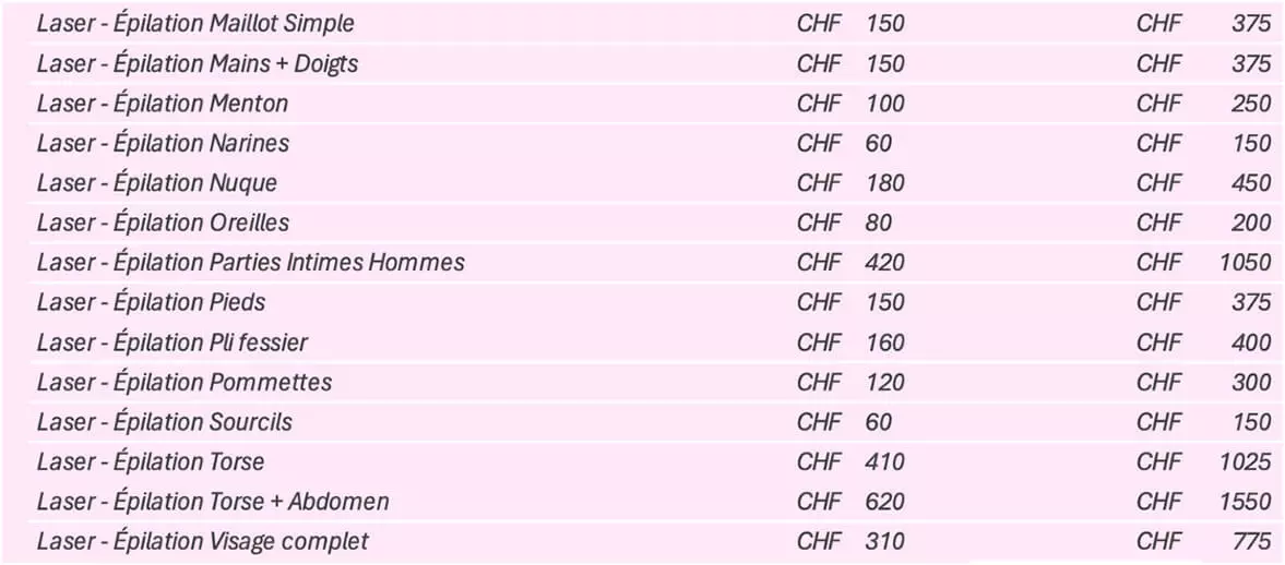 Tarifs Epilation Laser 2 Tarifs Epilation Laser 2